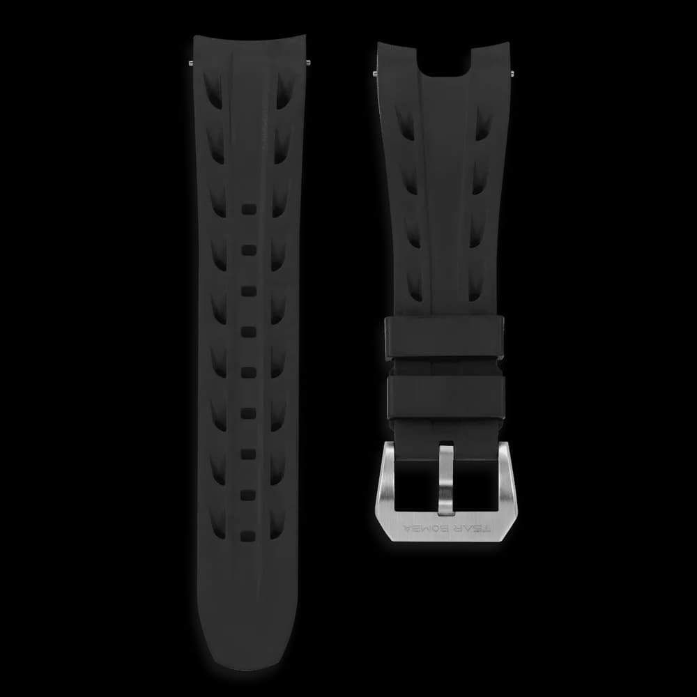 TSAR BOMBA TB8213-CHIVALRY-STRAP — Fluororubber-Black (Silver Clasp)
